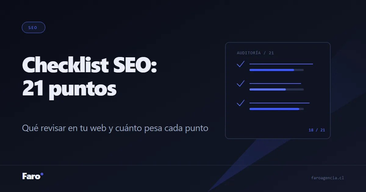 Checklist SEO: 21 puntos para revisar tu web (2026)